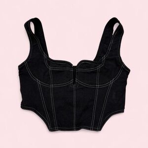 Black denim corset zipper top Edit by Nine brand